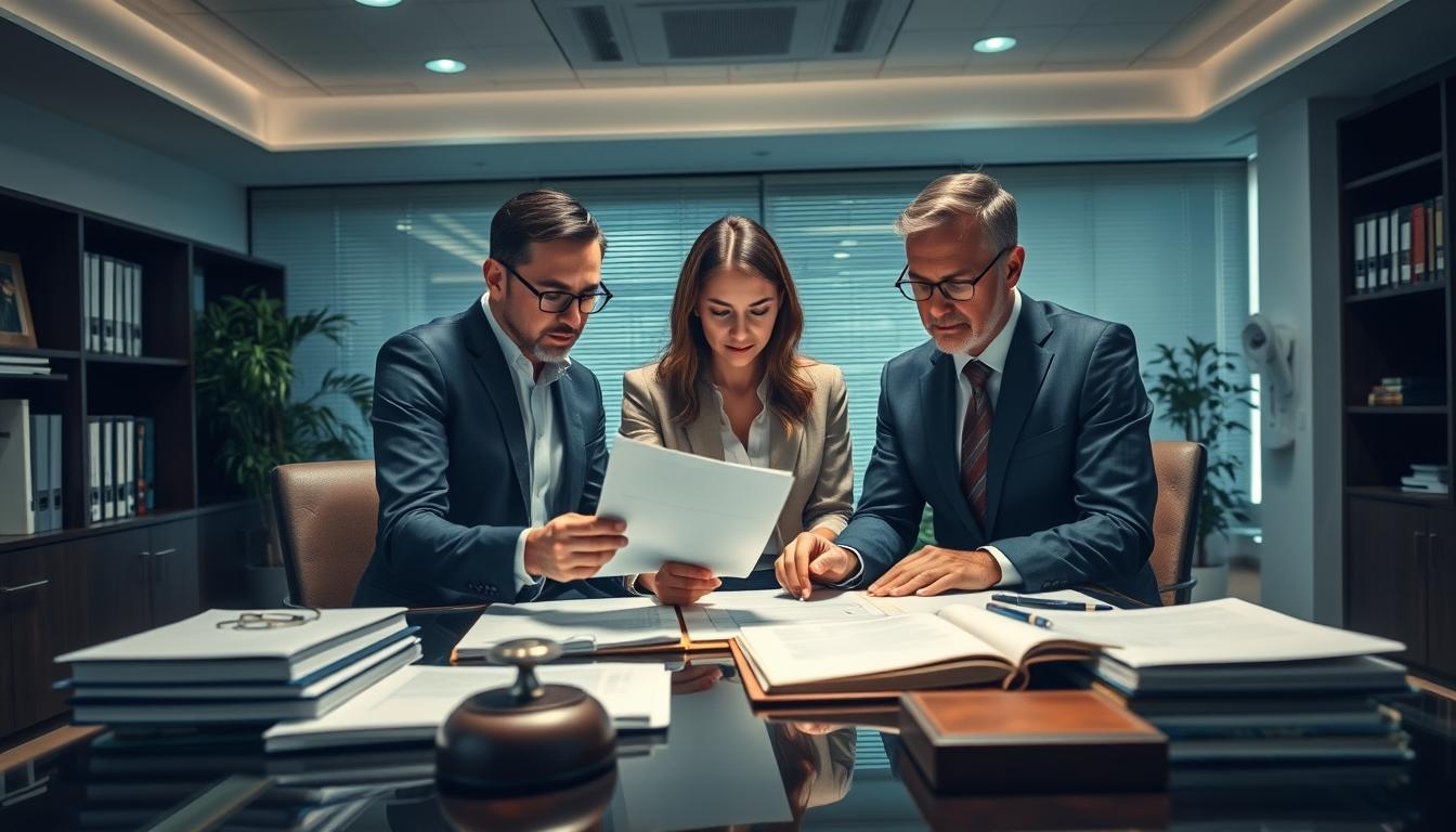 Family reviewing legal documents